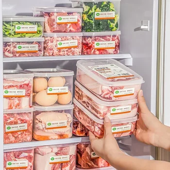 Ящики для хранения в холодильнике объемом 1400/700 МЛ, Контейнеры для хранения замороженного мяса, зерна, овощей, фруктов, Кухонный органайзер