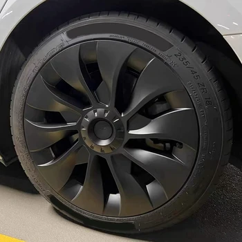 Крышка колеса Модели 3 18 Дюймов, Крышка Ступицы С Полной Крышкой, Сменные Аксессуары для Tesla Model 3 - Матовый Черный (слева)