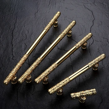Ручки для шкафов с гальваническим покрытием из натурального золота, классические ручки, винтажная ручка для корпусной мебели, ручки для дверей шкафов